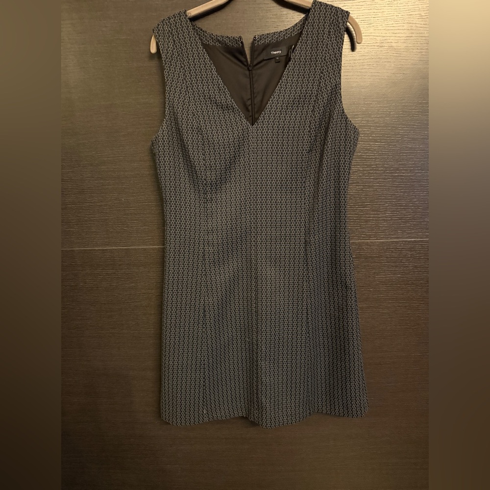 Theory Black and Gray Sleeveless Dress